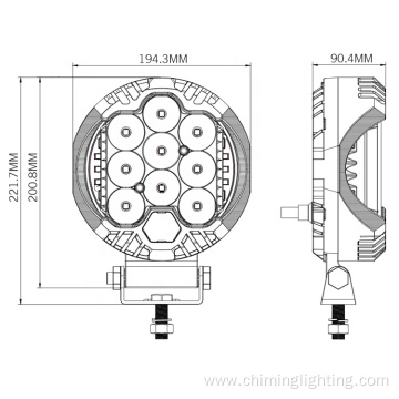 round 9" driving light with position light